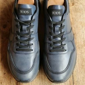 Men's Tods Tod's Blue Leather Shoes Trainers Sneakers US 11